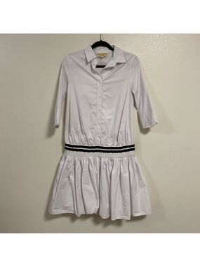 Penelope Drop waist Nautical Polo Style Dress White Size Small